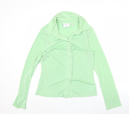 Daisy Street Womens Green Size 14 Collared Button-Up Top