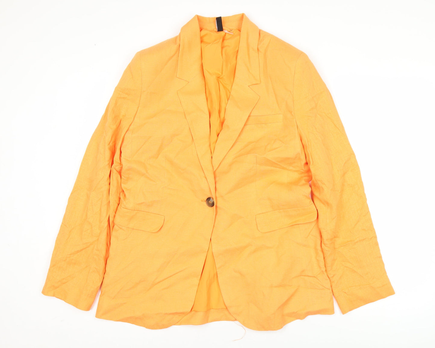 H&M Women's Orange XS Linen Viscose Single-Breasted Blazer