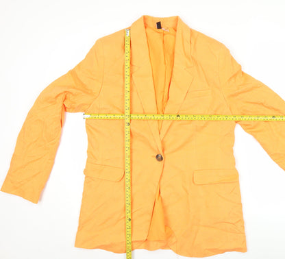 H&M Women's Orange XS Linen Viscose Single-Breasted Blazer
