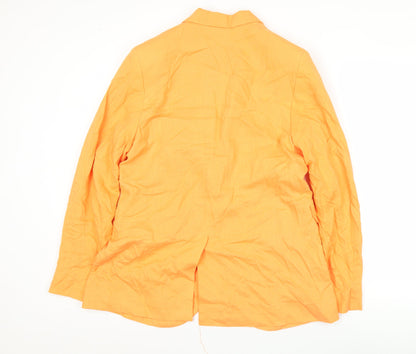H&M Women's Orange XS Linen Viscose Single-Breasted Blazer