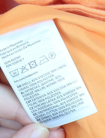 H&M Women's Orange XS Linen Viscose Single-Breasted Blazer