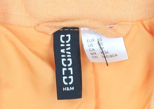 H&M Women's Orange XS Linen Viscose Single-Breasted Blazer