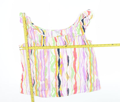 Cerulean Women’s Multicoloured Striped Ruffle Tank Top Size S Viscose