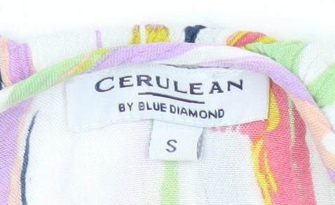 Cerulean Women’s Multicoloured Striped Ruffle Tank Top Size S Viscose