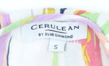 Cerulean Women’s Multicoloured Striped Ruffle Tank Top Size S Viscose