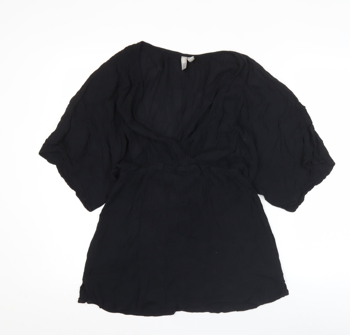 ASOS Women’s Black Wrap Kimono Sleeve Blouse Size 10