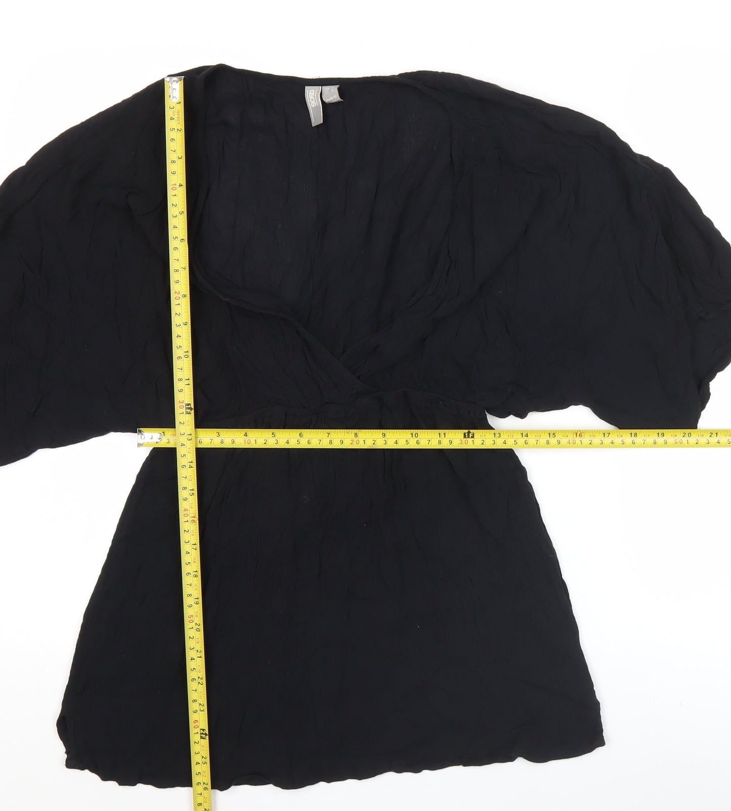 ASOS Women’s Black Wrap Kimono Sleeve Blouse Size 10