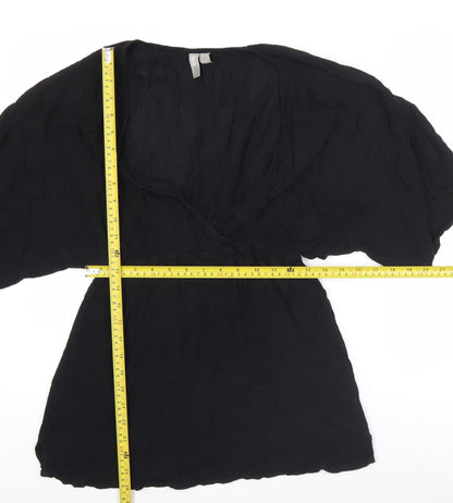 ASOS Women’s Black Wrap Kimono Sleeve Blouse Size 10