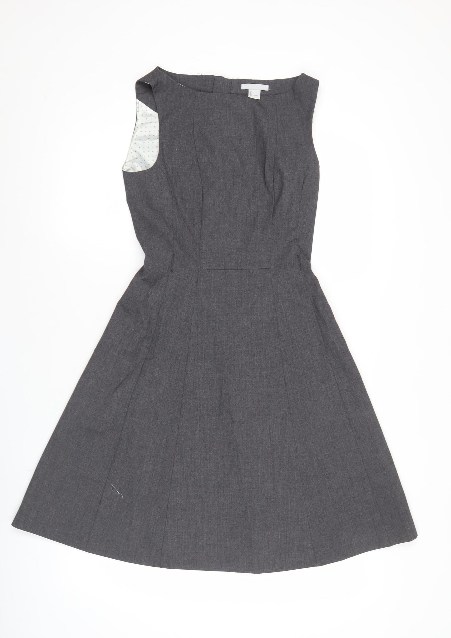 H&M Women’s Grey Fit & Flare Sleeveless Knee Length Dress Size 6