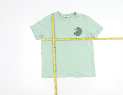 V Grass Studio Boys Green Minions Embroidered Cotton T-Shirt Size 12