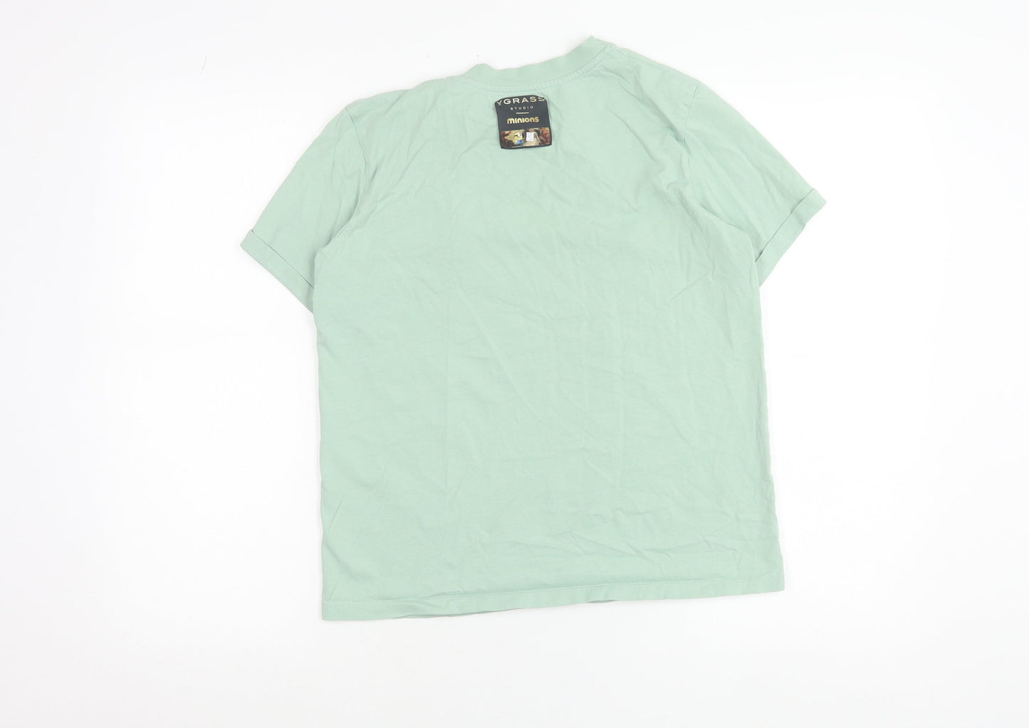 V Grass Studio Boys Green Minions Embroidered Cotton T-Shirt Size 12