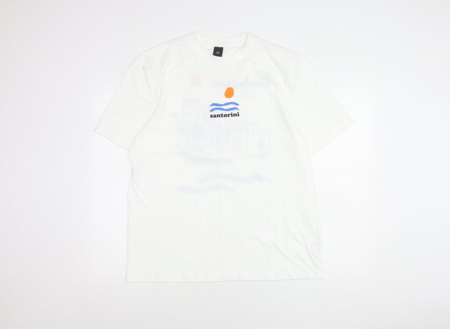 River Island Men White L Santorini Holiday Graphic T-Shirt