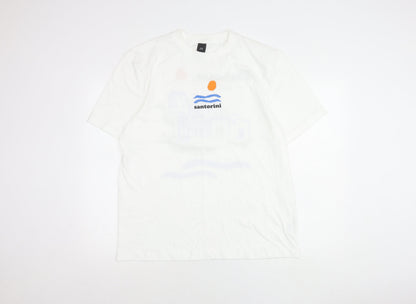 River Island Men White L Santorini Holiday Graphic T-Shirt