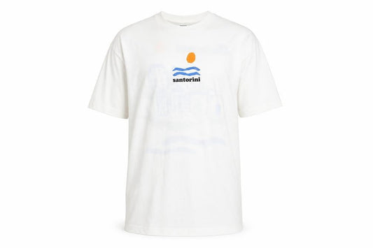 River Island Men White L Santorini Holiday Graphic T-Shirt