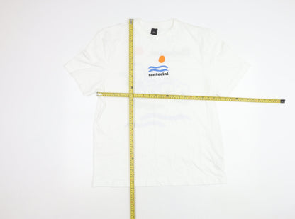 River Island Men White L Santorini Holiday Graphic T-Shirt