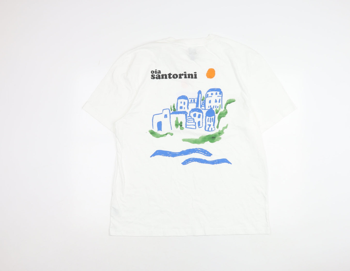 River Island Men White L Santorini Holiday Graphic T-Shirt