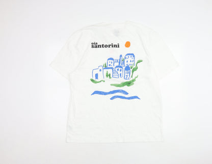 River Island Men White L Santorini Holiday Graphic T-Shirt