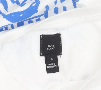 River Island Men White L Santorini Holiday Graphic T-Shirt