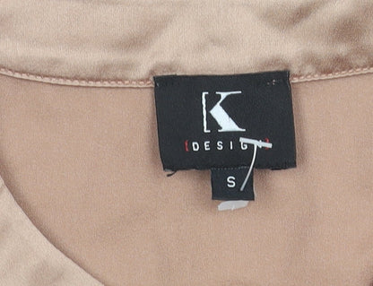 K Design Women’s Beige Satin Blouse Size S Long Sleeve Tunic