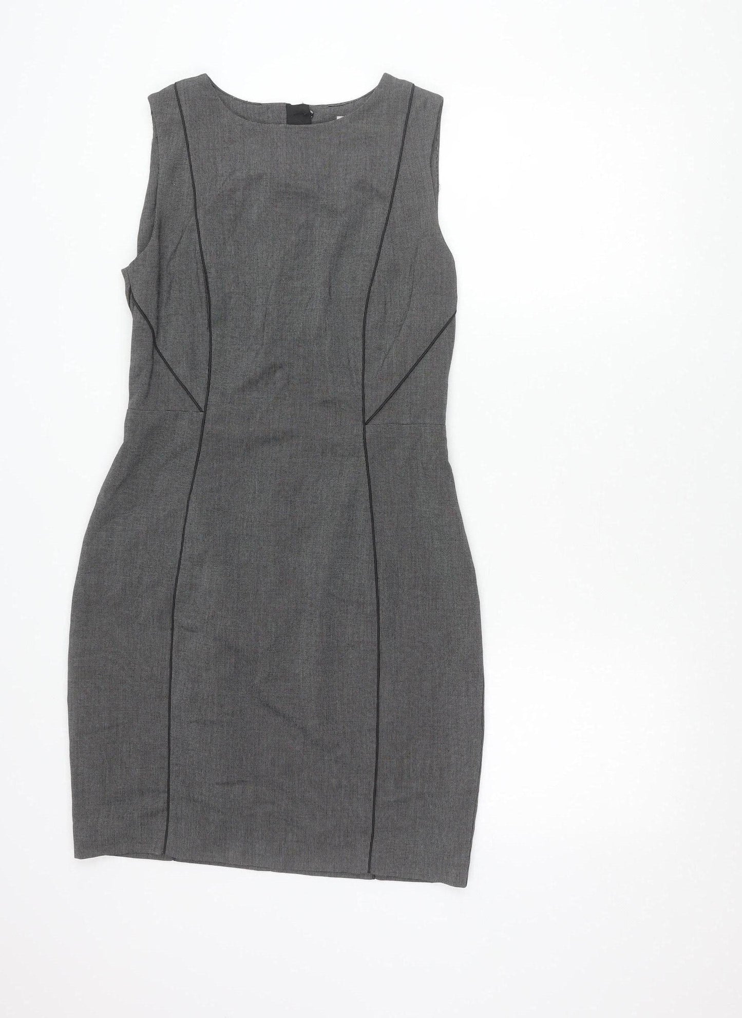 H&M Women’s Grey Sleeveless Sheath Dress UK 12 Workwear Business