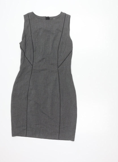H&M Women’s Grey Sleeveless Sheath Dress UK 12 Workwear Business