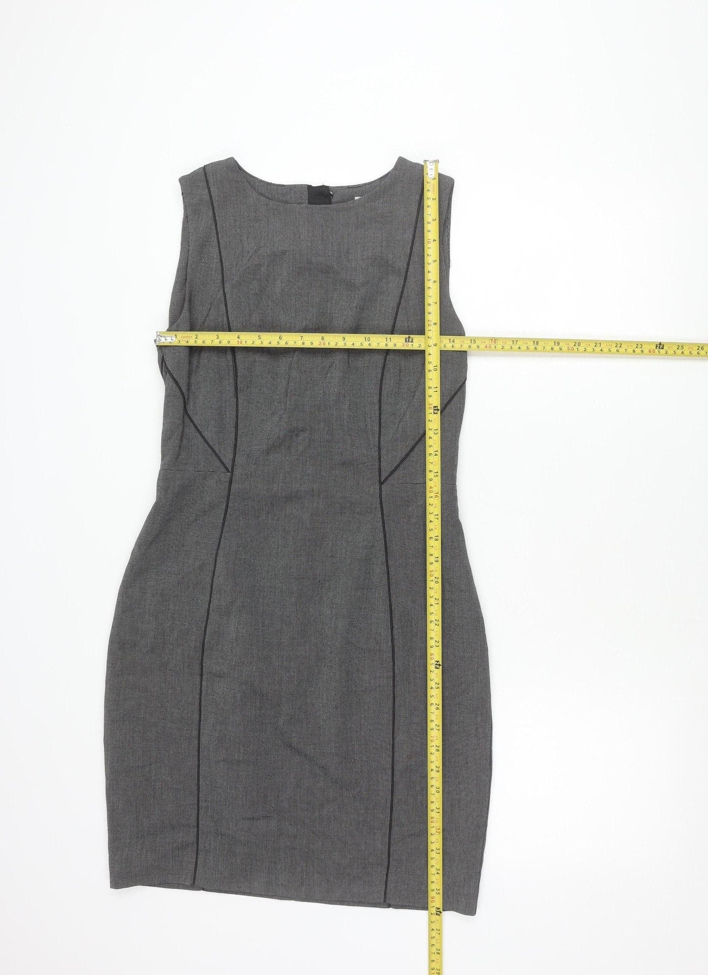 H&M Women’s Grey Sleeveless Sheath Dress UK 12 Workwear Business