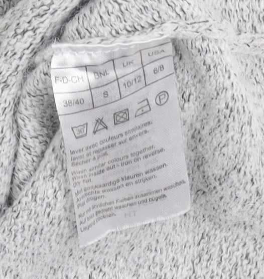 Damart Women’s Grey Floral Embroidered V-Neck Knit Jumper Size 10/12