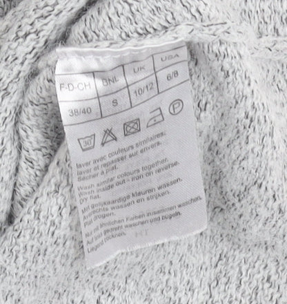 Damart Women’s Grey Floral Embroidered V-Neck Knit Jumper Size 10/12