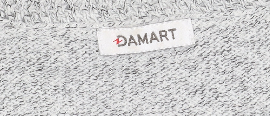 Damart Women’s Grey Floral Embroidered V-Neck Knit Jumper Size 10/12
