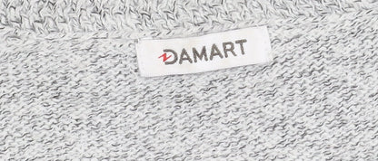 Damart Women’s Grey Floral Embroidered V-Neck Knit Jumper Size 10/12