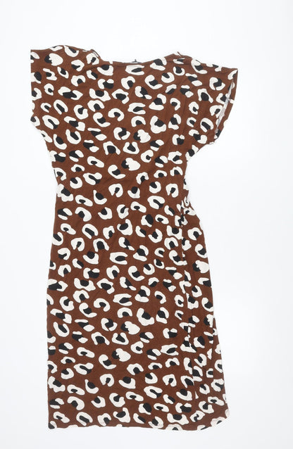 Dorothy Perkins Women’s Brown Animal Print Strapless Bodycon Dress UK 8