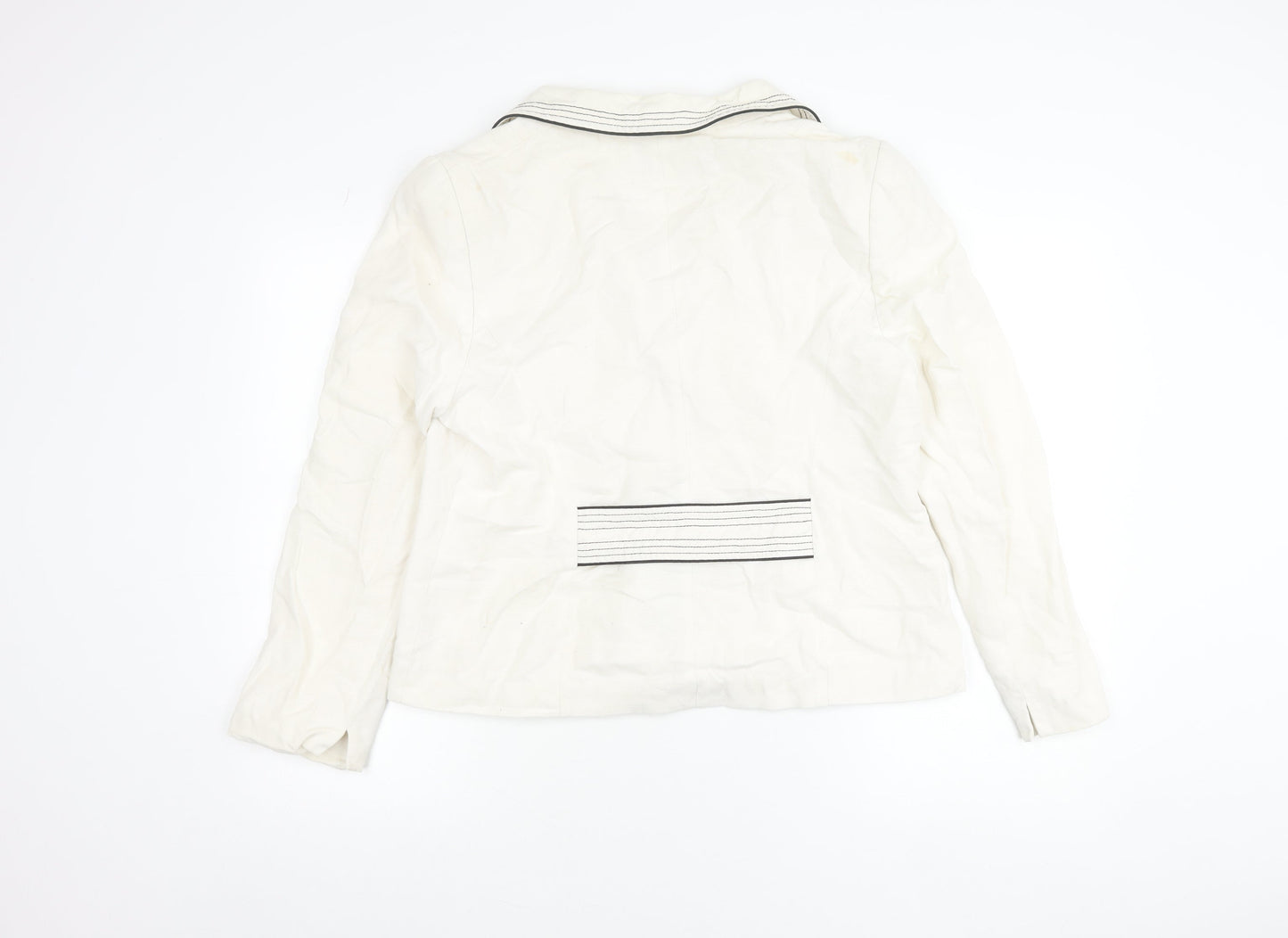 CC Women White Size 16 Linen Blend Tailored Suit Jacket