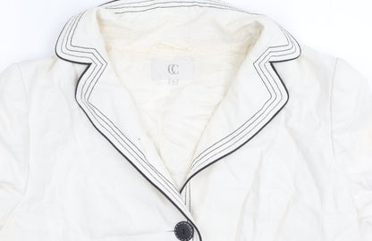 CC Women White Size 16 Linen Blend Tailored Suit Jacket