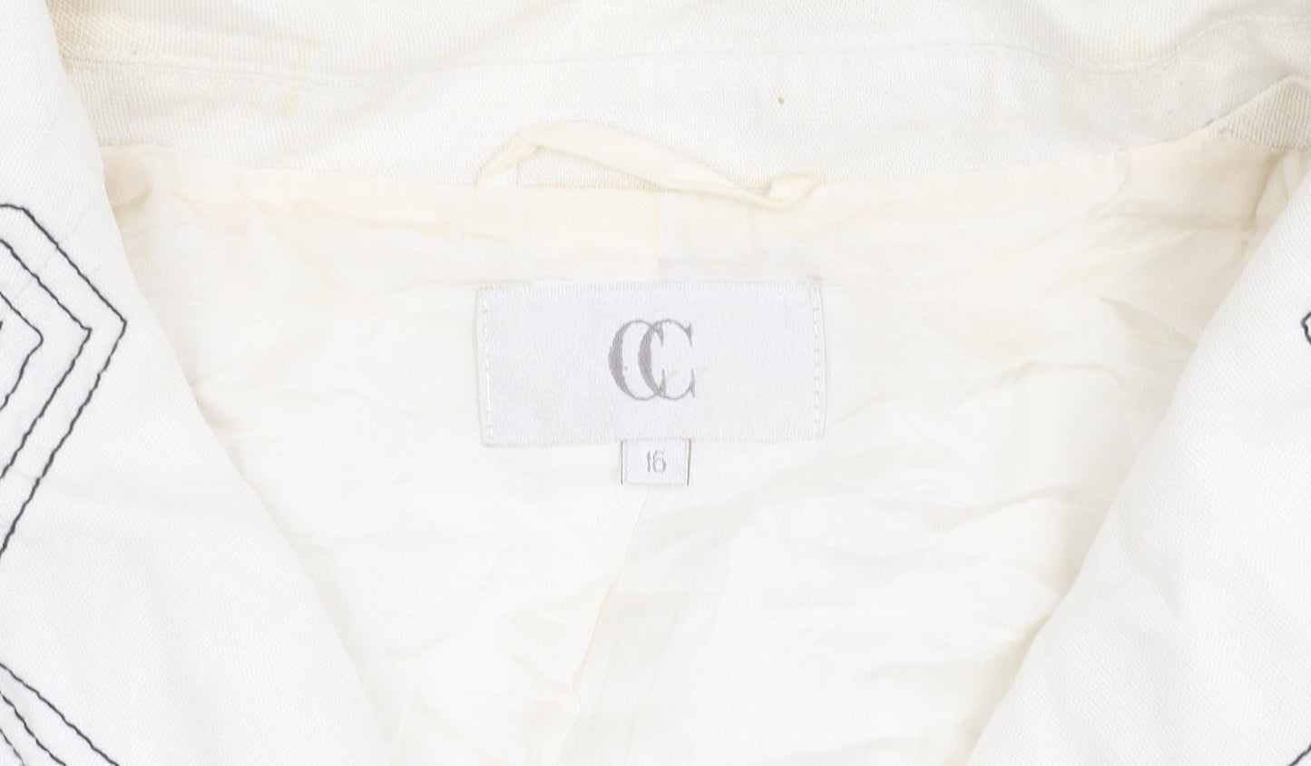 CC Women White Size 16 Linen Blend Tailored Suit Jacket