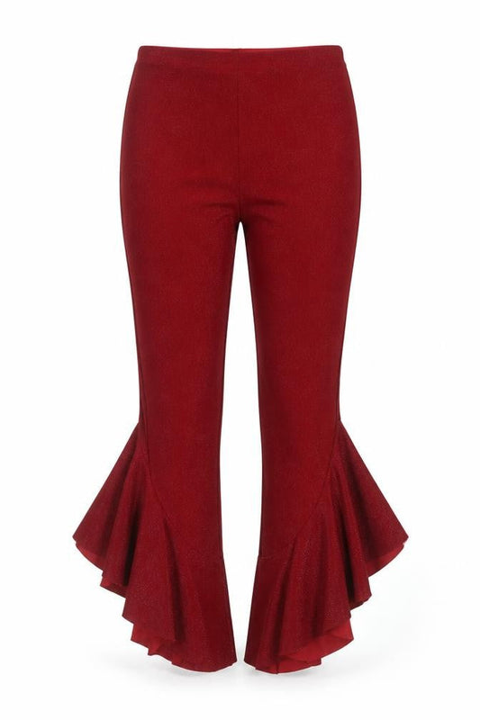 New Look Women’s Red Flared Ruffle Party Trousers Size 8