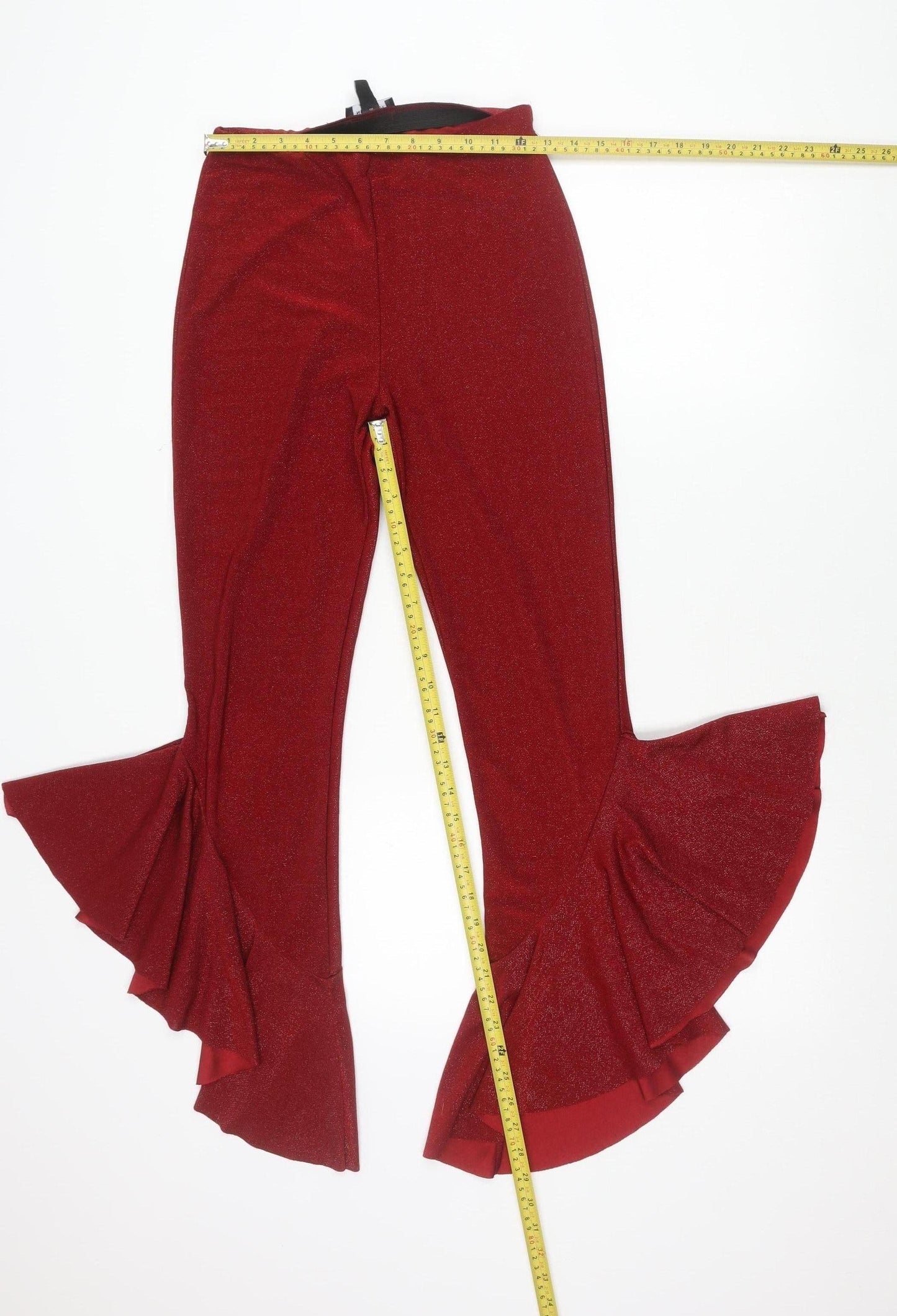New Look Women’s Red Flared Ruffle Party Trousers Size 8