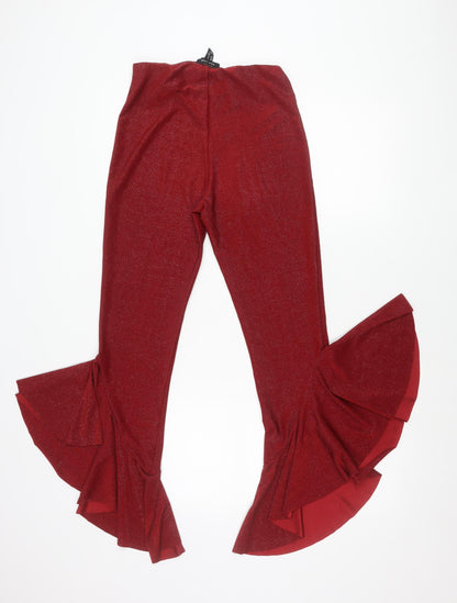 New Look Women’s Red Flared Ruffle Party Trousers Size 8