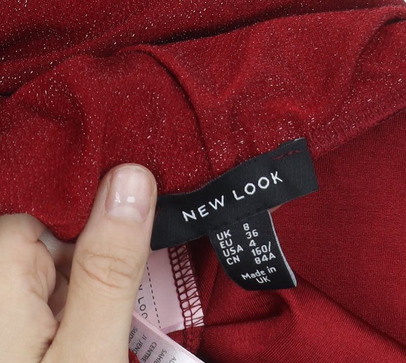New Look Women’s Red Flared Ruffle Party Trousers Size 8