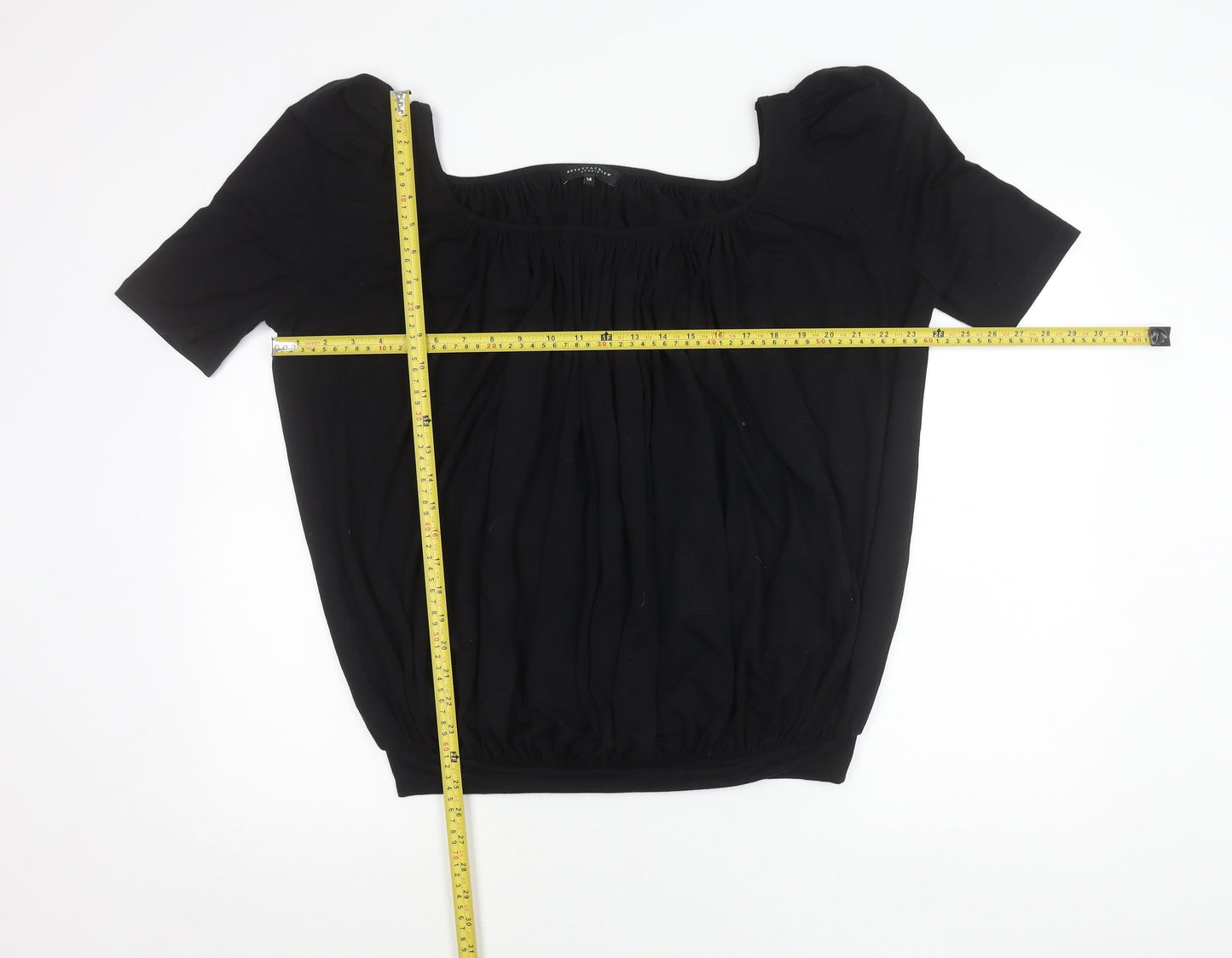 Betty Jackson Studio Womens Black Size 14 Square Neck Tunic Blouse