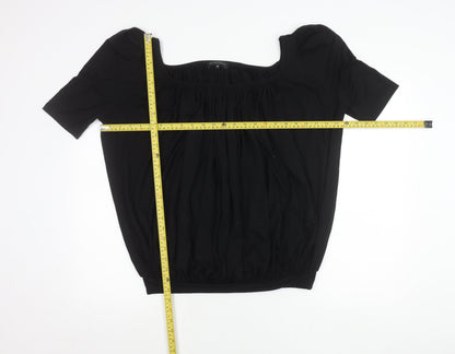 Betty Jackson Studio Womens Black Size 14 Square Neck Tunic Blouse