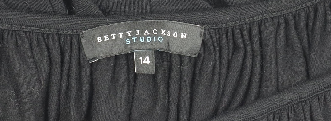 Betty Jackson Studio Womens Black Size 14 Square Neck Tunic Blouse