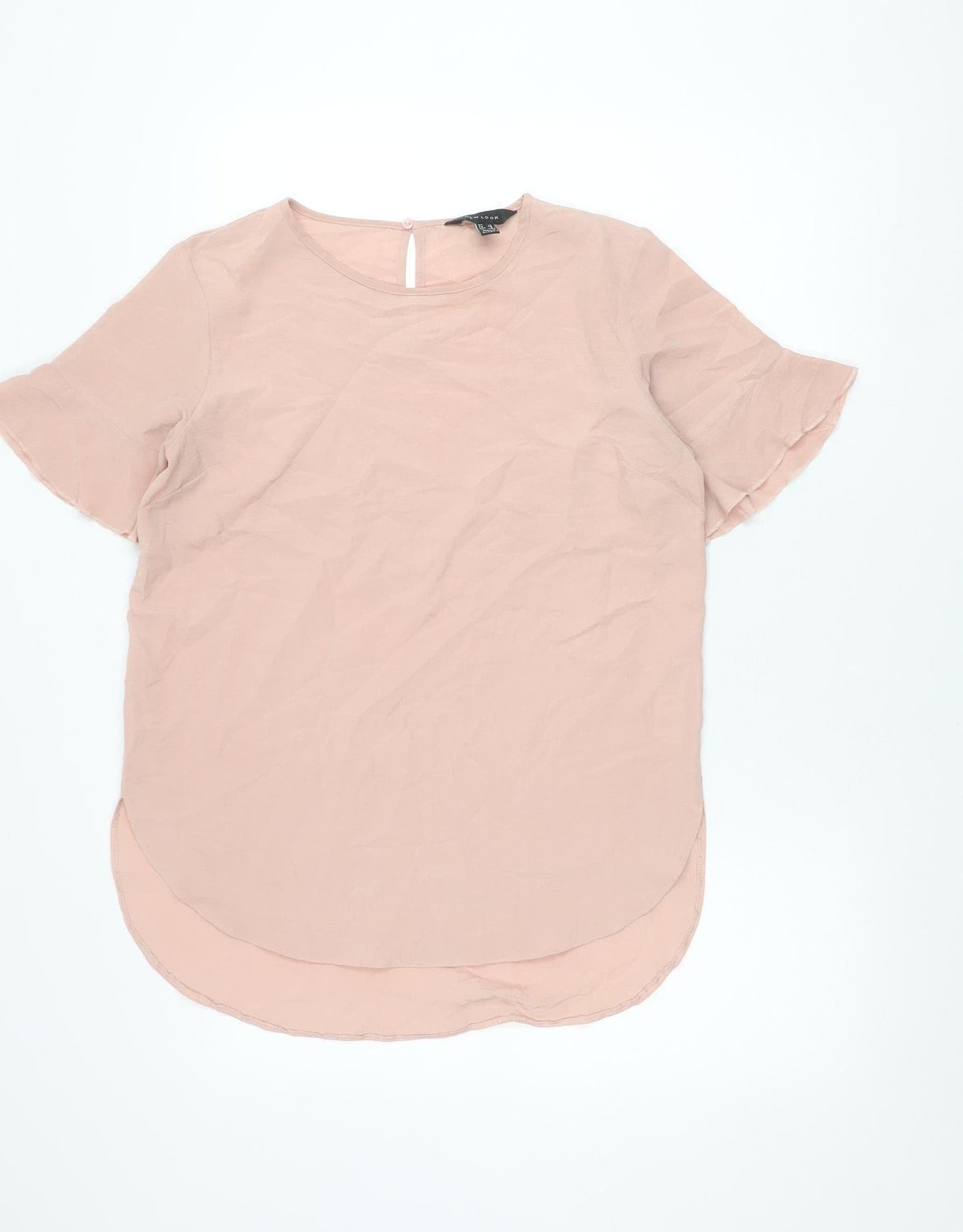 New Look Women Pink Size 10 Short Sleeve Blouse Polyester Top