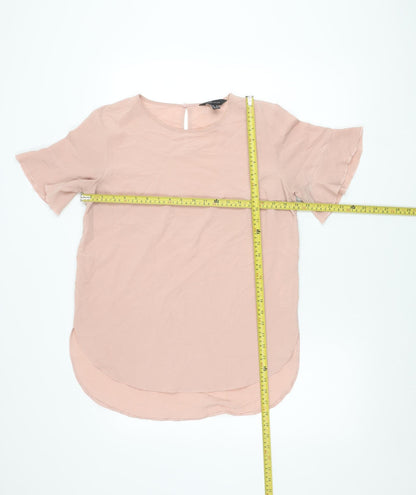 New Look Women Pink Size 10 Short Sleeve Blouse Polyester Top