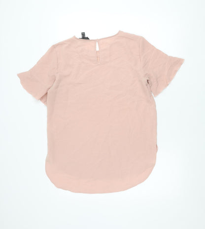 New Look Women Pink Size 10 Short Sleeve Blouse Polyester Top