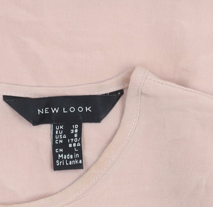 New Look Women Pink Size 10 Short Sleeve Blouse Polyester Top