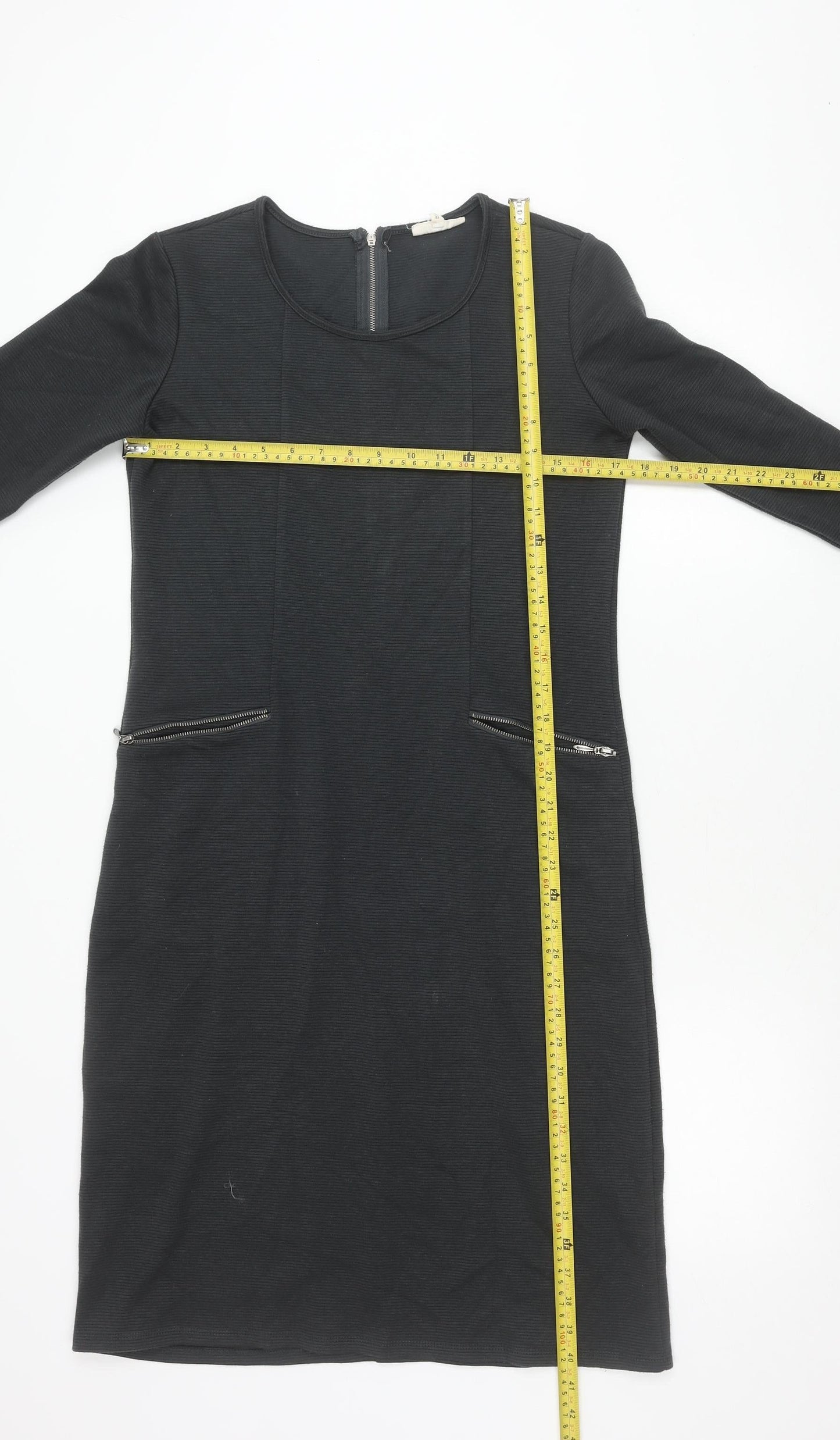 Thought Womens Black Shift Dress Size 10 Long Sleeve Cotton Blend