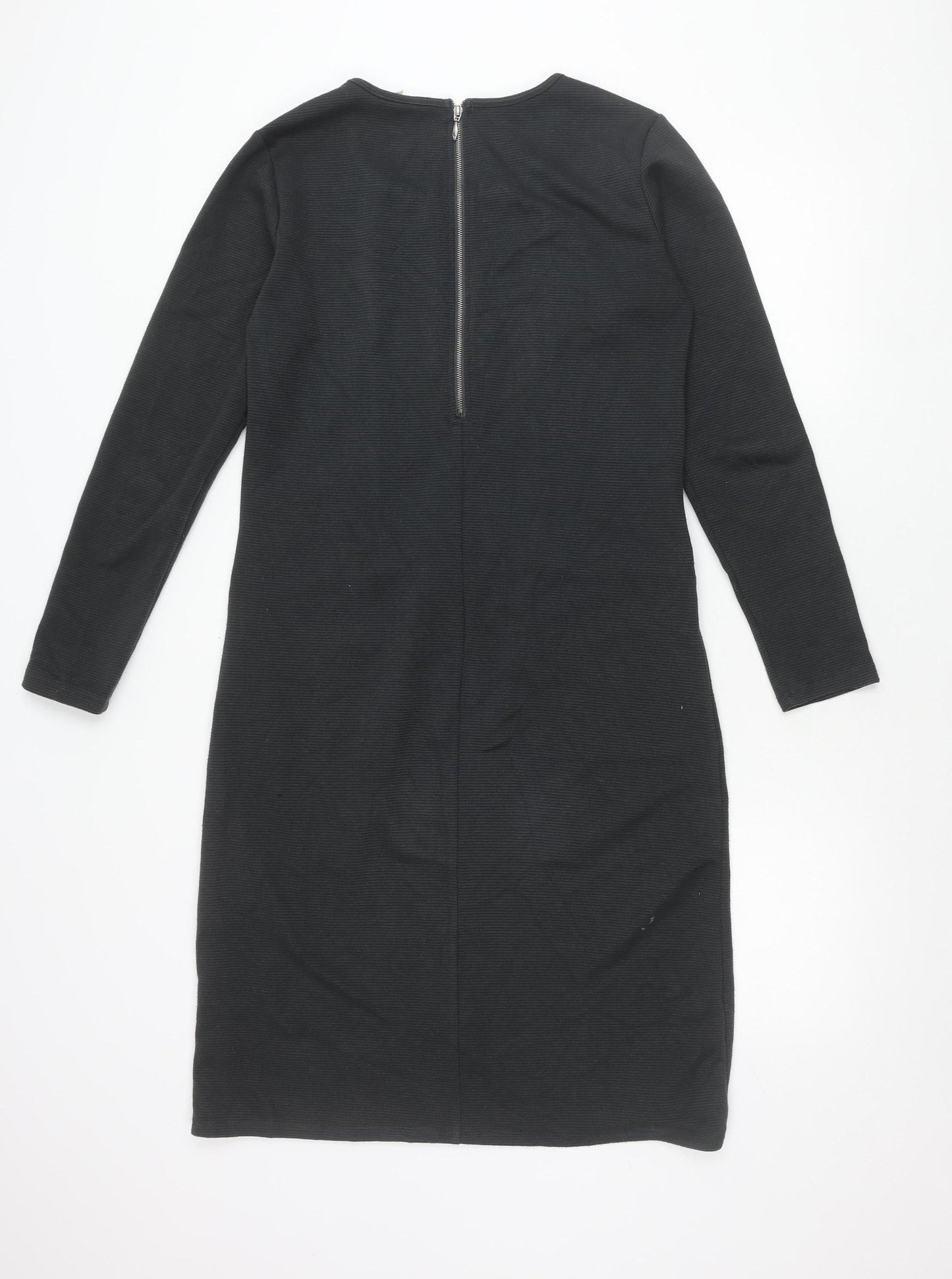 Thought Womens Black Shift Dress Size 10 Long Sleeve Cotton Blend