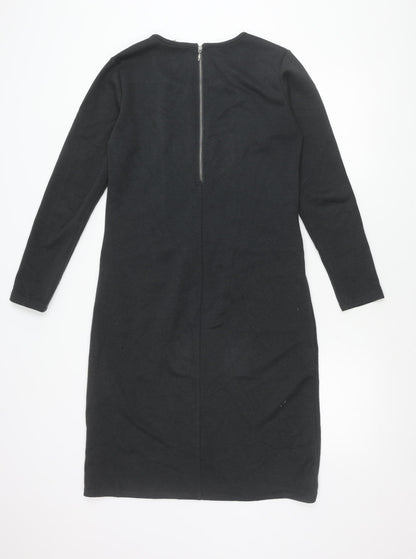 Thought Womens Black Shift Dress Size 10 Long Sleeve Cotton Blend