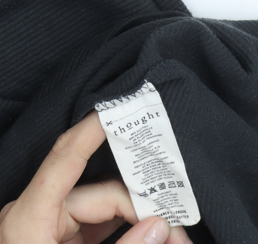 Thought Womens Black Shift Dress Size 10 Long Sleeve Cotton Blend