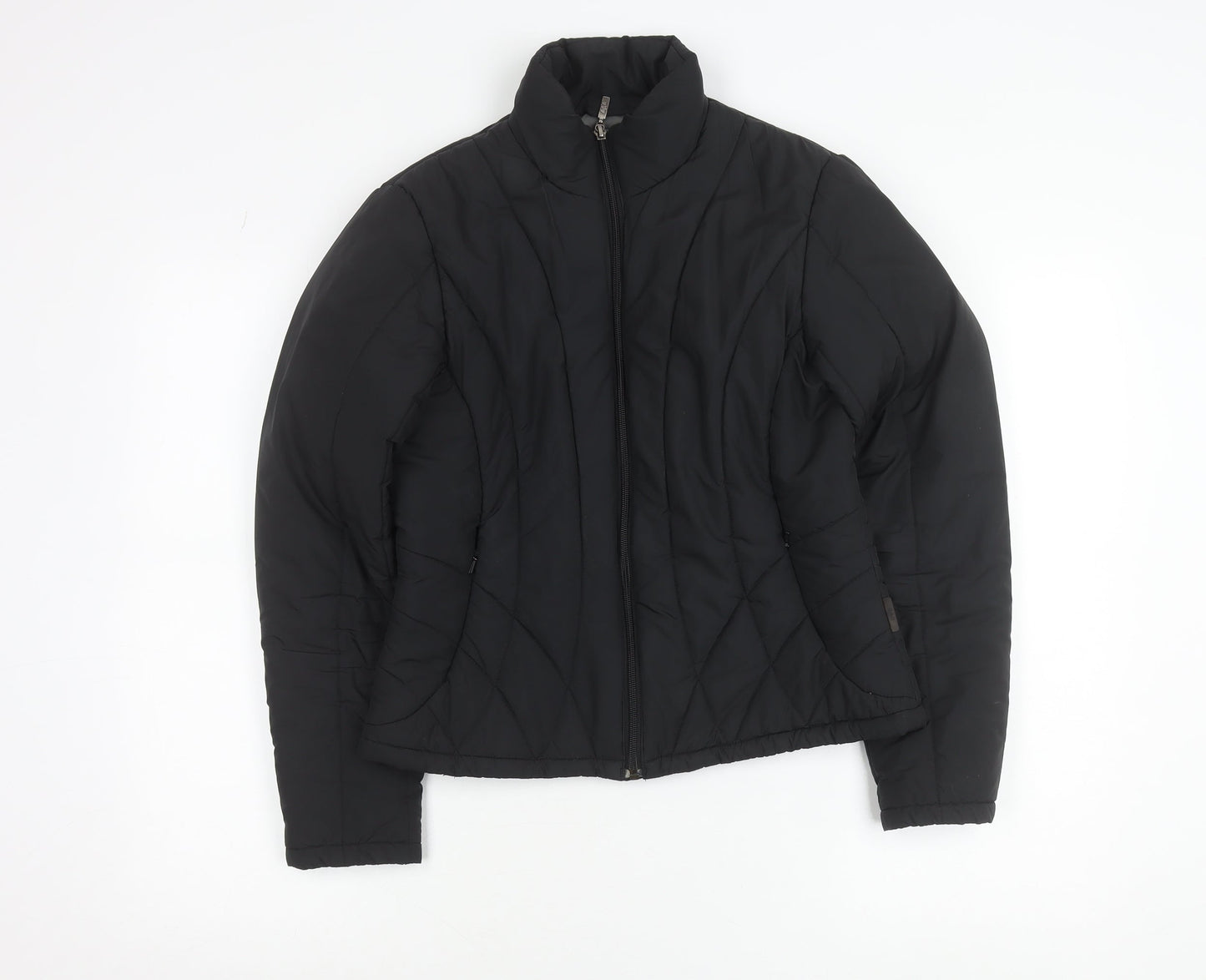 Marks and Spencer Women Black Puffer Jacket S Polyester Quilted Zip